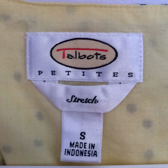 Talbots Yellow Top W/Black and White Dots - Picture 4 of 4